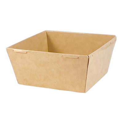 Контейнер-бумажный-300-мл-100х100х49-SmartPack-квадрат-крафткрафт-без-крышки-OSQ