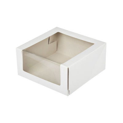 Короб для торта 225х225х110 белый с окном