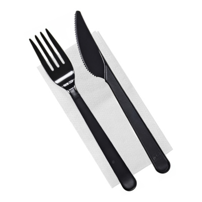 Набор-№3-(вилка,-нож,-салфетка)-черный-ПС