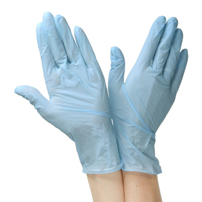 Перчатки "L" нитриловые неопудренные голубые 