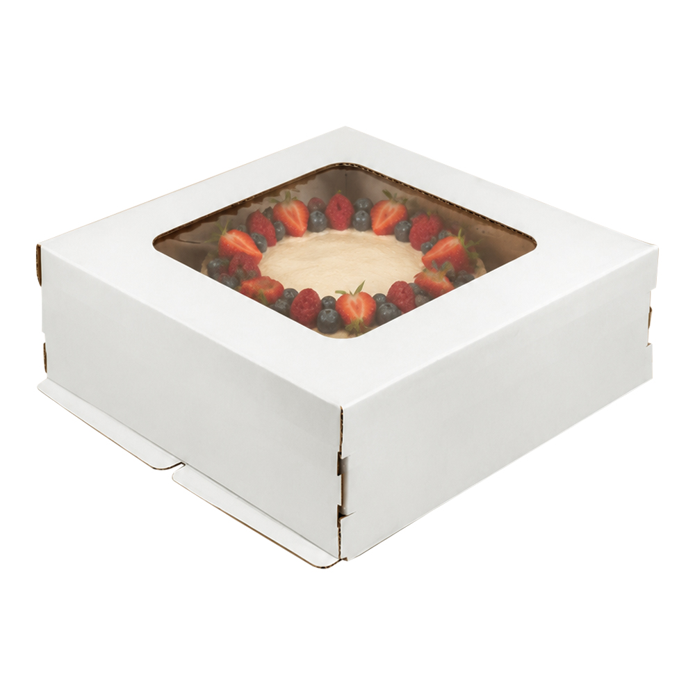 Коробка для торта 300х300х130 белый крафт с окном Арт-пак