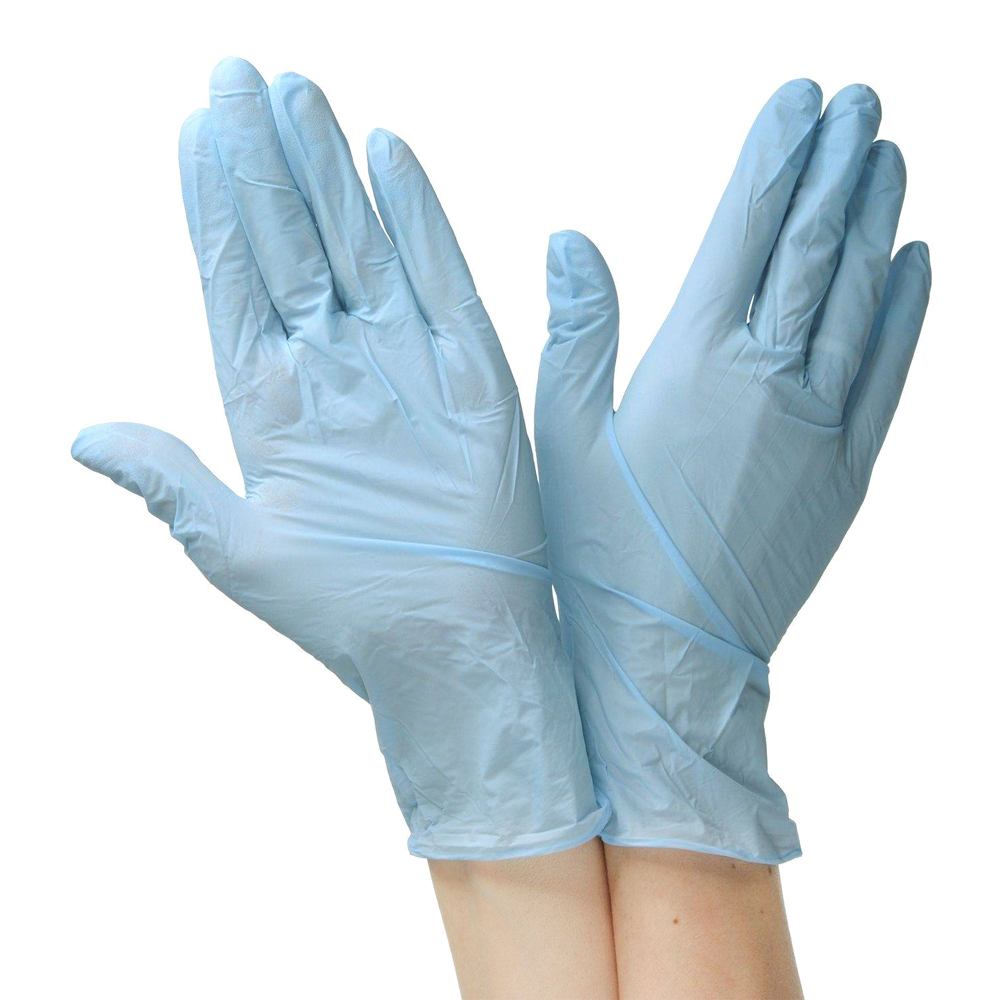 Перчатки "L" нитриловые неопудренные голубые 
