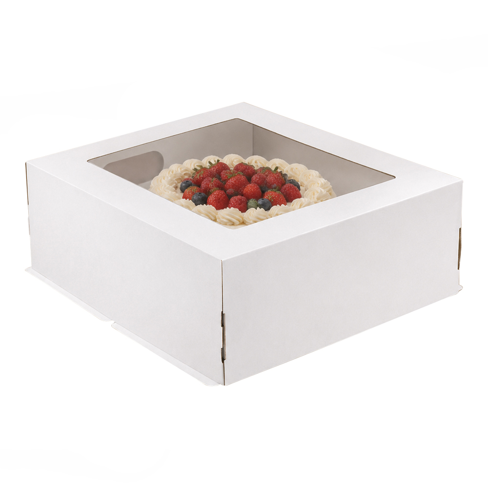 Коробка для торта 400х300х120 белый крафт с окном Арт-пак