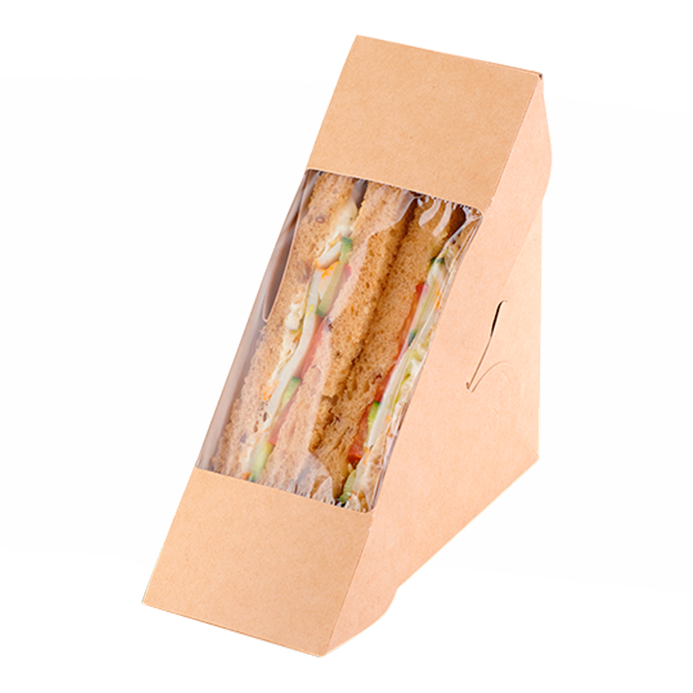 Упаковка для сэндвича 126x126x61 крафт белый с окном SANDWICH 60 OSQ