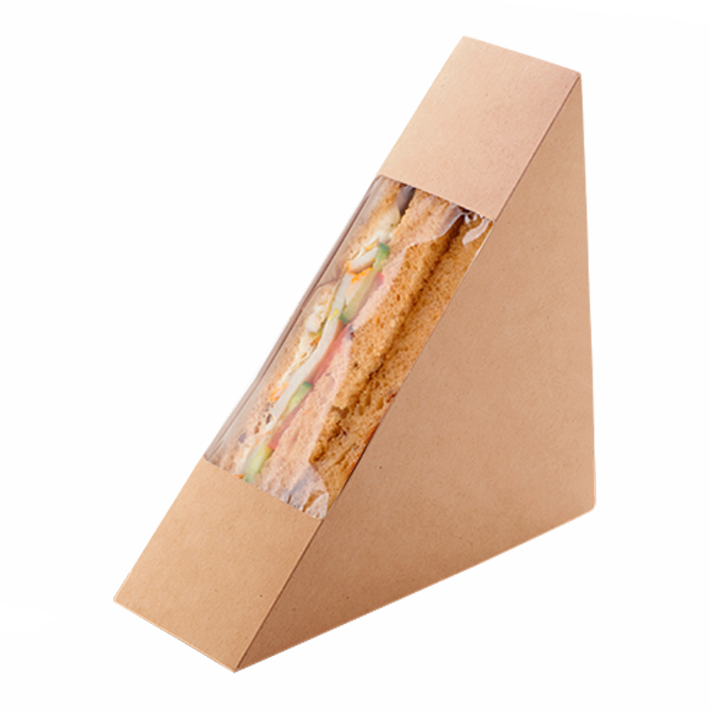 Упаковка для сэндвича 131x131x51 крафт белый с окном SANDWICH 50 OSQ