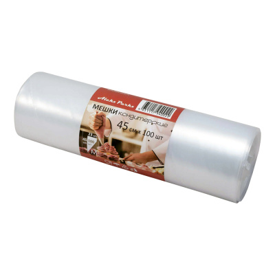 Мешок-кондитерский-45см-(100шт)-прозрачный-в-рулоне,-90-мкм